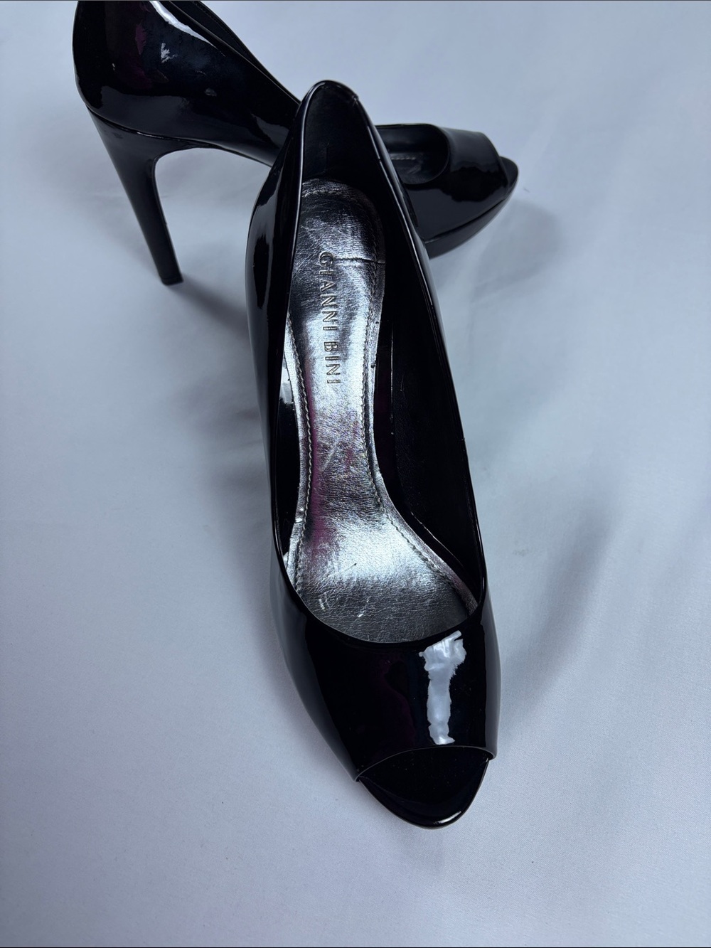 gianni bini heels Black Patent Peep Toe Size 8 - Picture 3 of 9